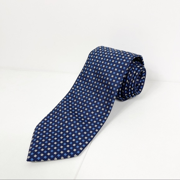 Burberry Blue Checkered Silk Tie Mens 58” Logo Designer Classic - Picture 1 of 8